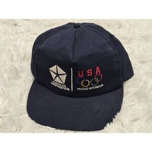 Vintage Chrysler Corp‎ USA Olympics Proud Sponsor Snapback Hat Made USA LOGO 90s